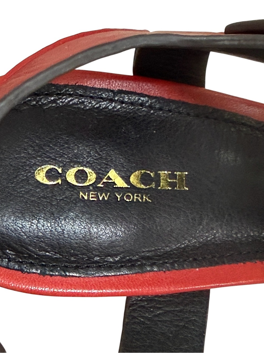 Coach Izzy Red Leather T-Strap Heeled Stiletto Sandals! Size 8.5 - Picture 10 of 12